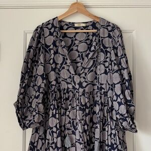 Dolma breezy navy blue floral midi dress xl